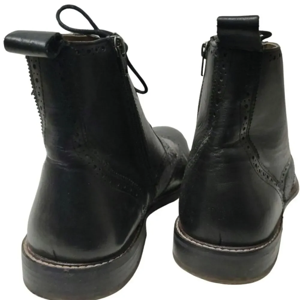 Black Thomas & Vine Men's Black Jarett Wingtip Zip Up Lace Ankle Boot Size 14